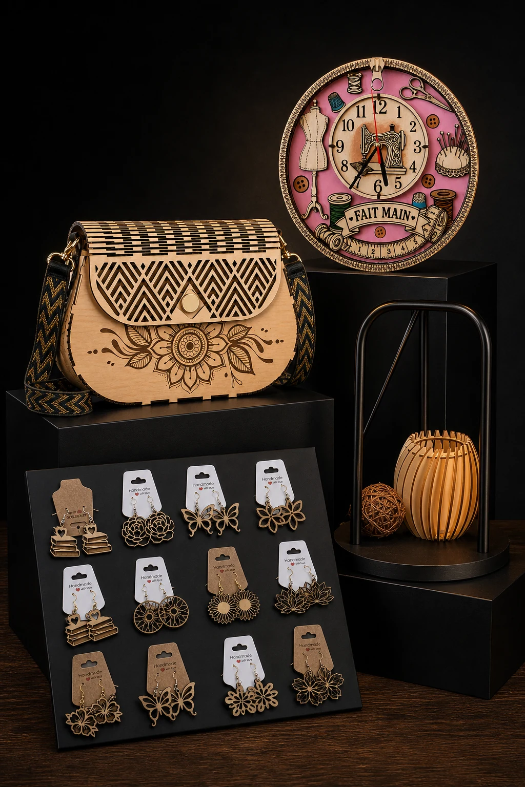 Collection de créations personnalisées en bois réalisées par L’atelier Créadéco