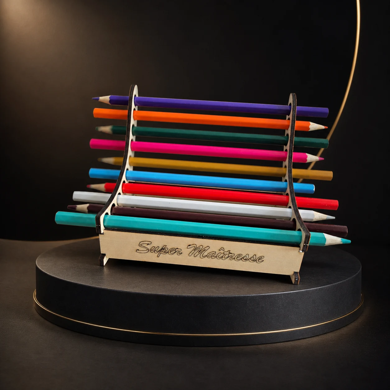 Rangement à crayons Super Maîtresse, création artisanale personnalisée