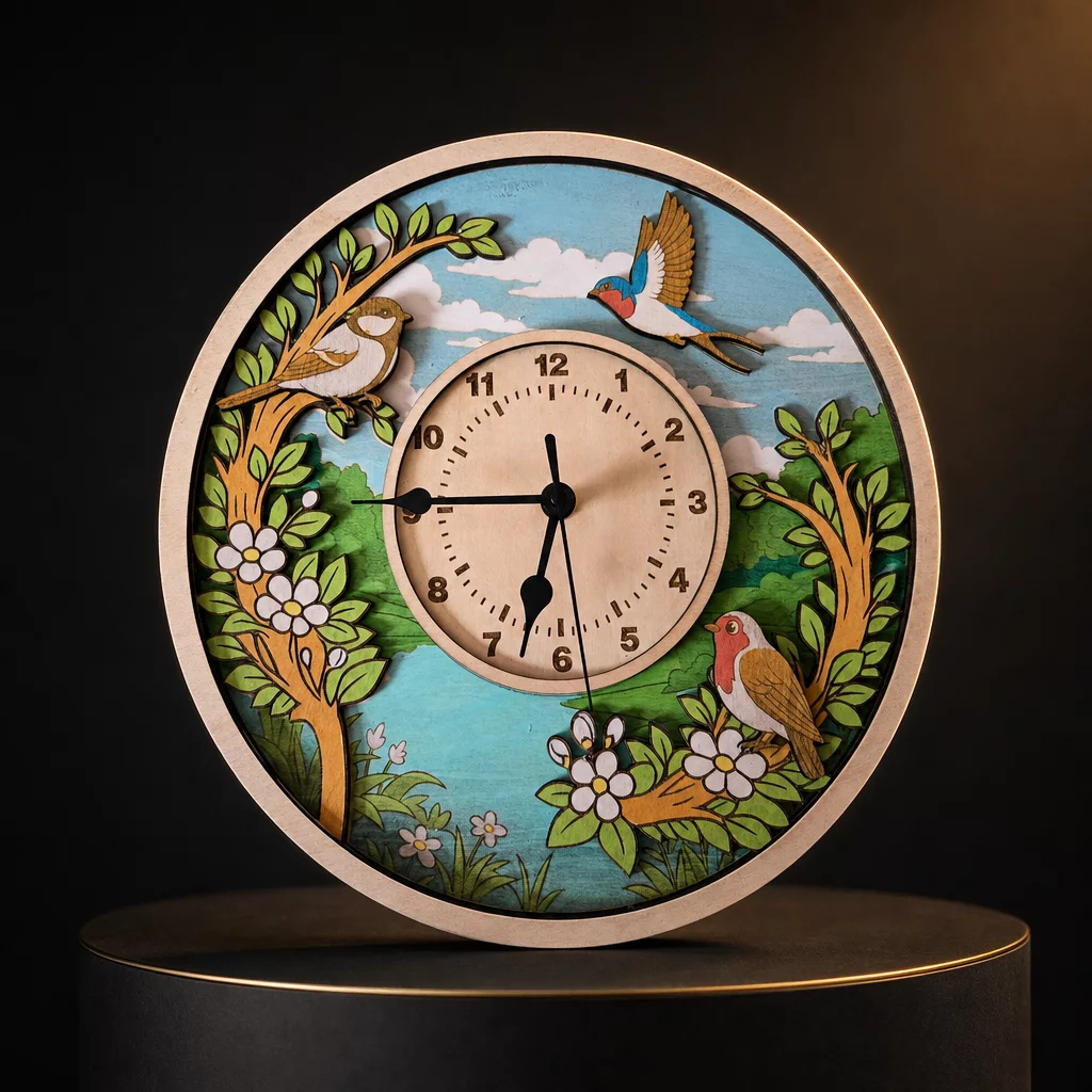 Horloge oiseaux, création artisanale personnalisée